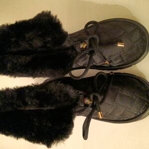 Kurt Geiger Mini Iron Girls Quilted Ankle Boot, Black, Size 2 NEW